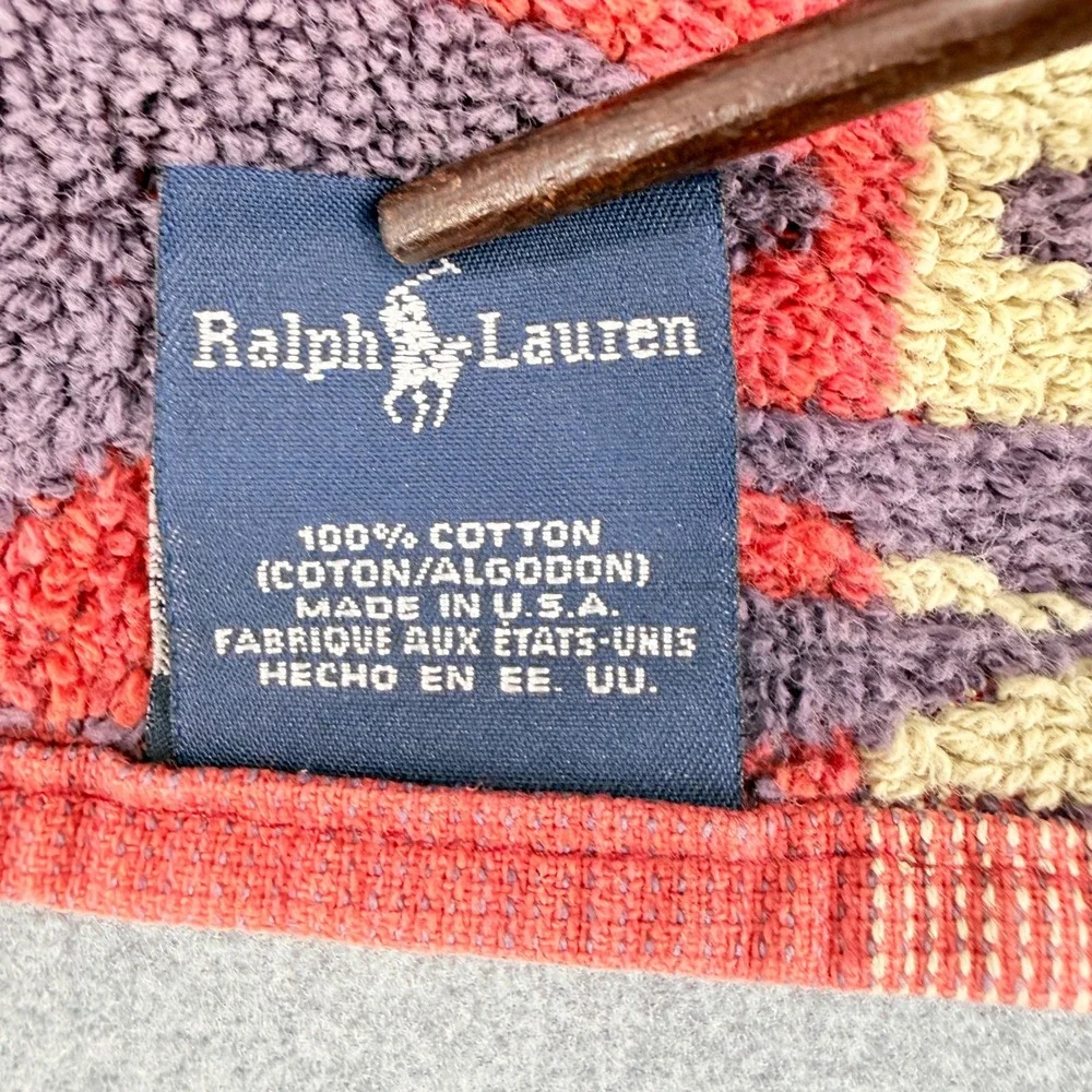 Ralph Lauren Southwestern Geometric Hand Towel Red Purple 100% Cotton USA Made